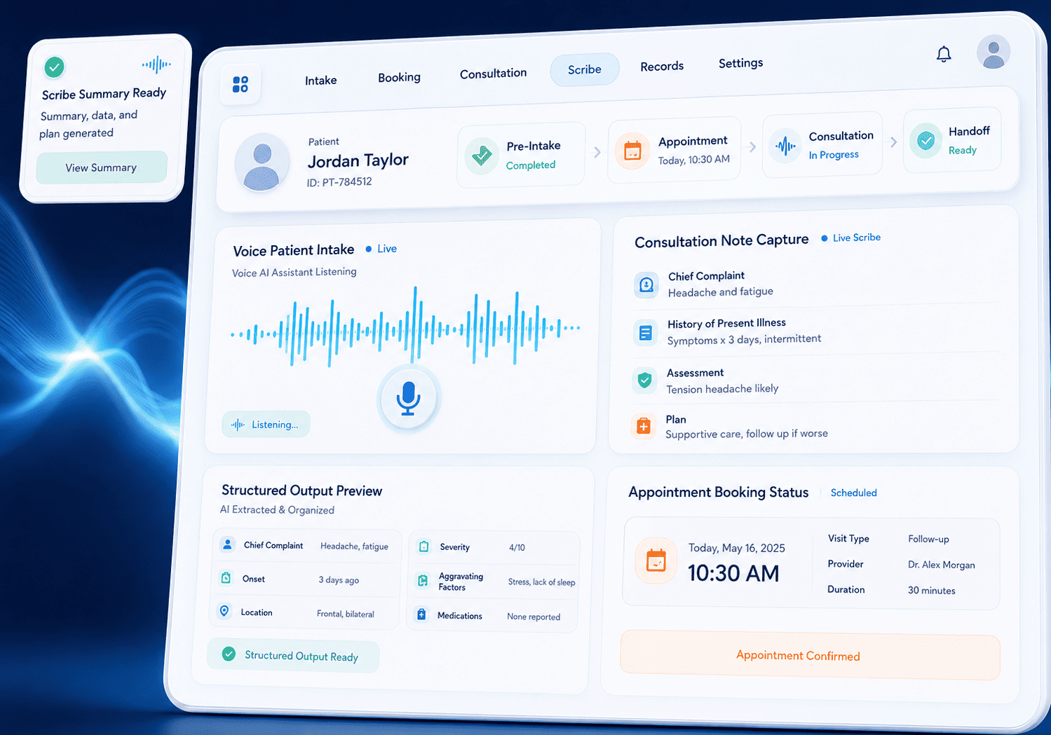AI Medical Scribe & Voice Intake Assistant for HIMS Platforms